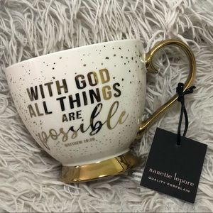Bible verse Matthew 19:26, White & Gold Coffee Mug